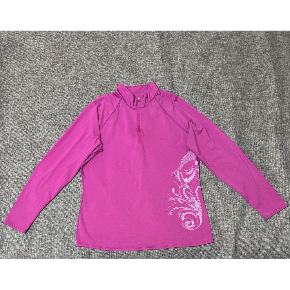 Snow Angel Womens XL 1/4 Zip Pullover Pink Floral Long Sleeve Performance Top